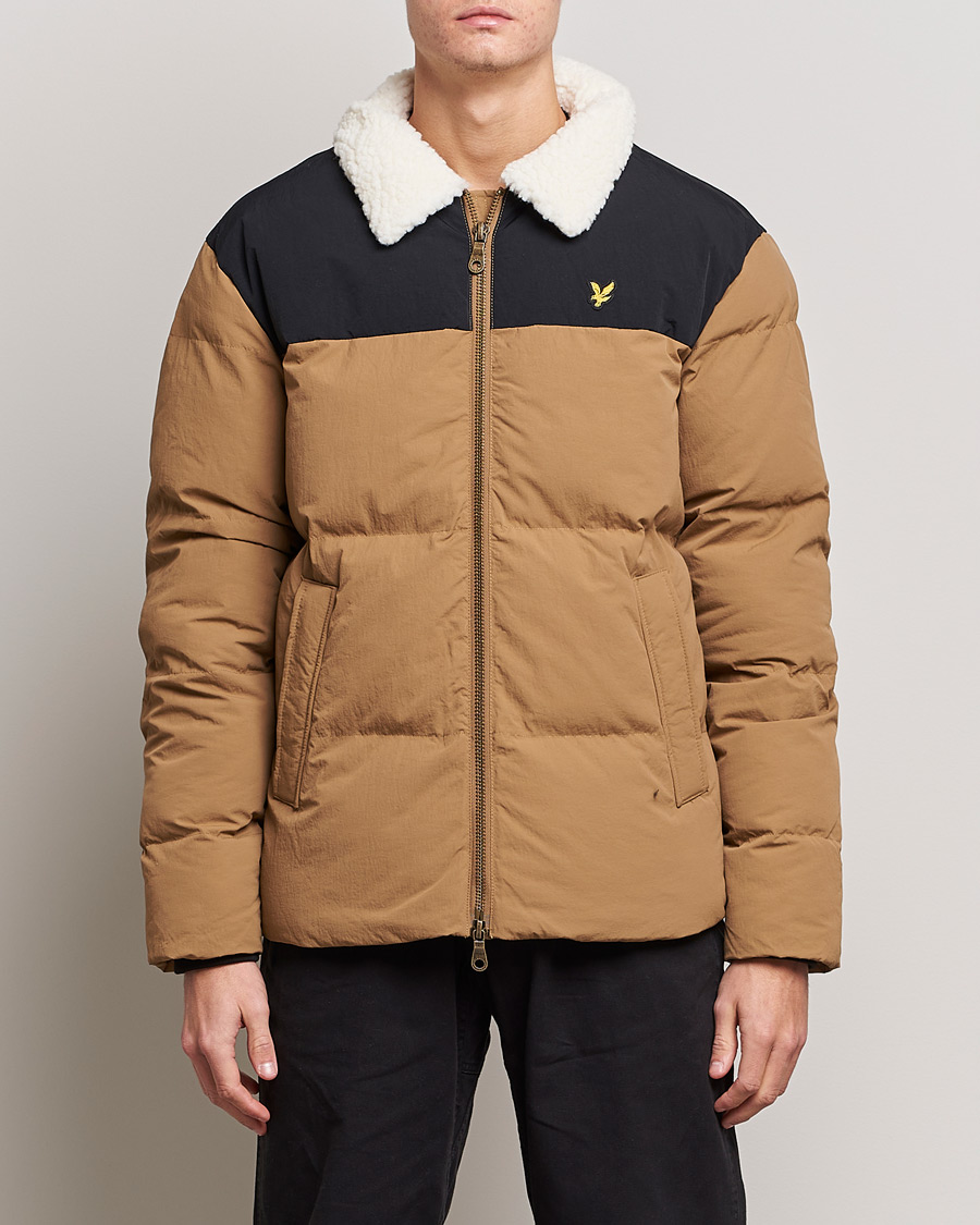 Herr | Jackor | Lyle & Scott | Borg Collor Puffer Jacket Camel Bronze