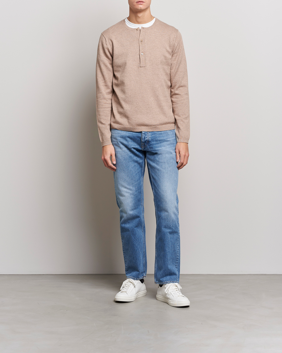 Herr | Tröjor | Tiger of Sweden | Nassau Cotton Wool Knitted Sweater Beigie Melange
