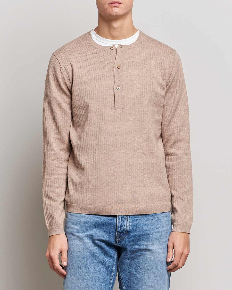 Herr | Tröjor | Tiger of Sweden | Nassau Cotton Wool Knitted Sweater Beigie Melange
