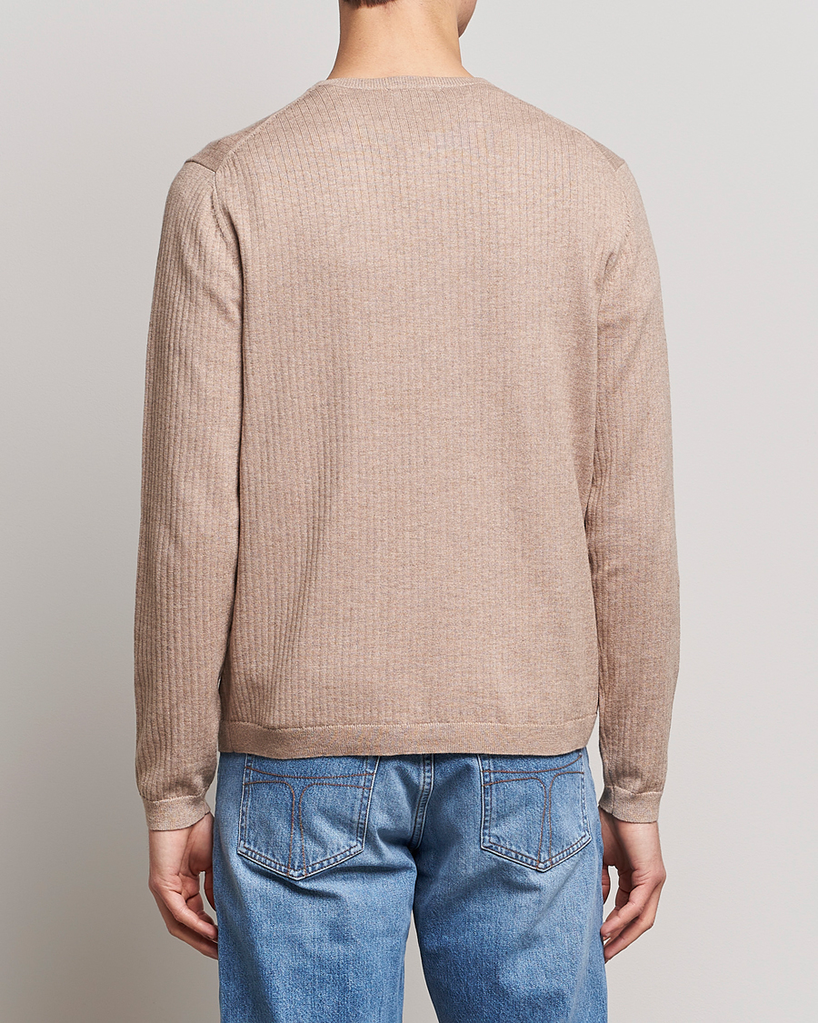 Herr | Tröjor | Tiger of Sweden | Nassau Cotton Wool Knitted Sweater Beigie Melange