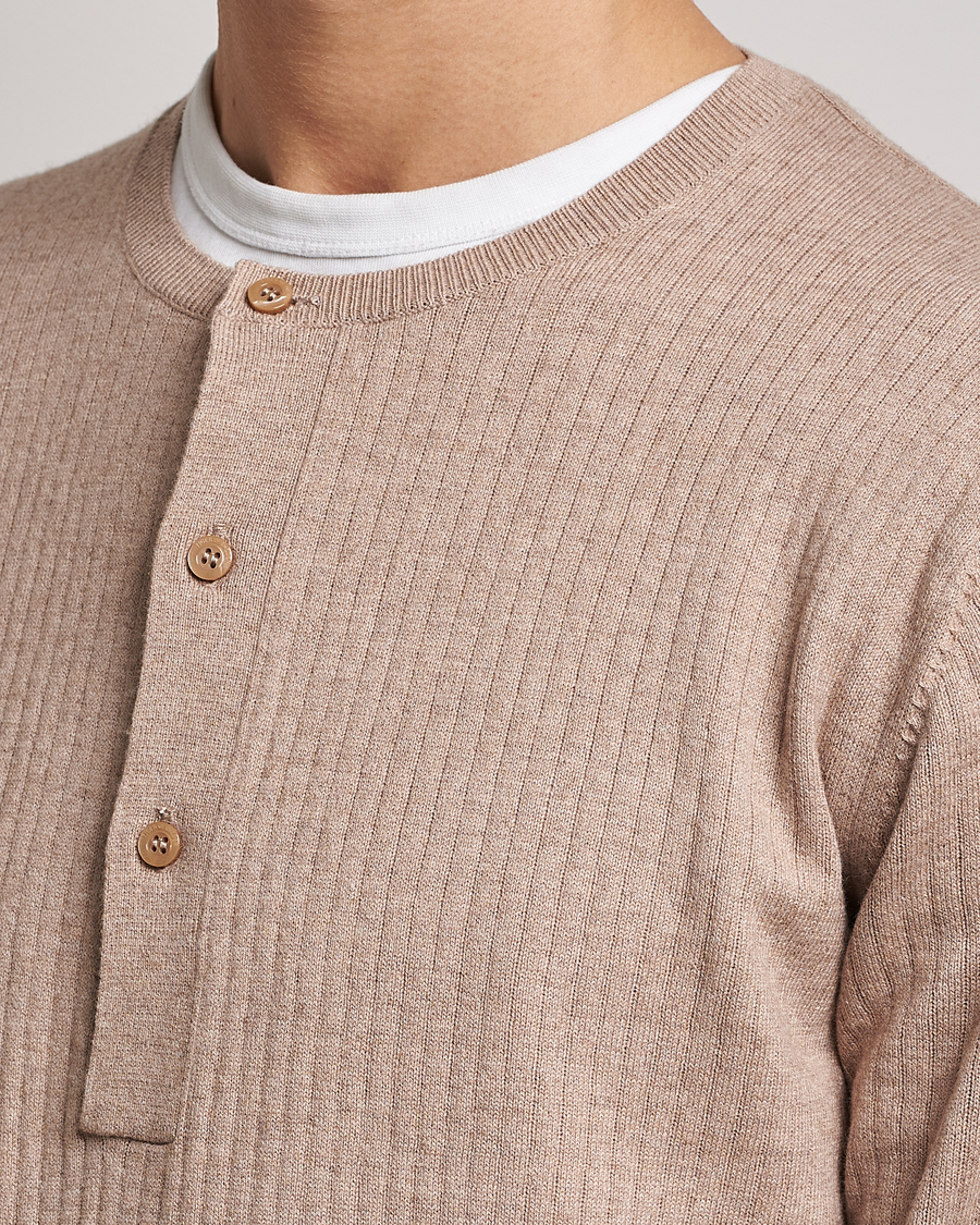 Herr | Tröjor | Tiger of Sweden | Nassau Cotton Wool Knitted Sweater Beigie Melange