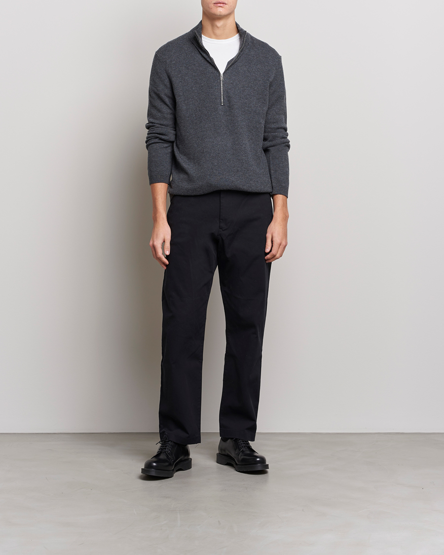 Herr | Tröjor | Tiger of Sweden | Owain Merino Half Zip Sweater Dark Grey Mel