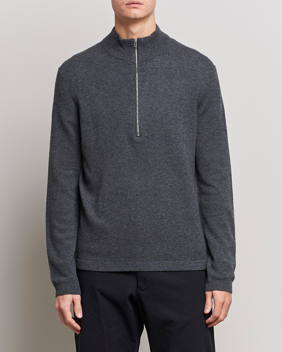 Herr |  | Tiger of Sweden | Owain Merino Half Zip Sweater Dark Grey Mel