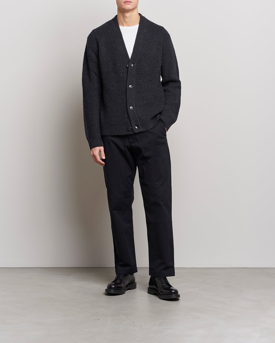 Herr | Tröjor | Tiger of Sweden | Reiner Wool Cardigan Dark Grey Mel