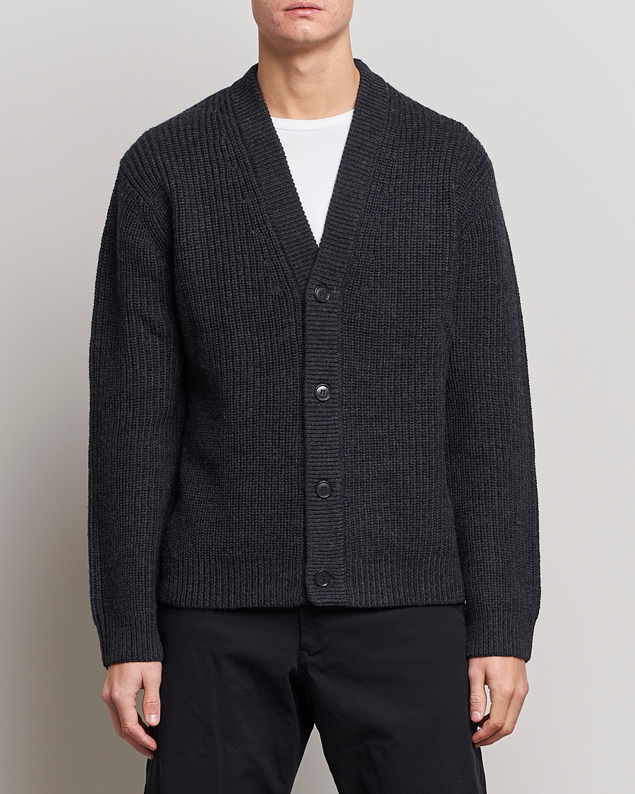 Herr | Tröjor | Tiger of Sweden | Reiner Wool Cardigan Dark Grey Mel