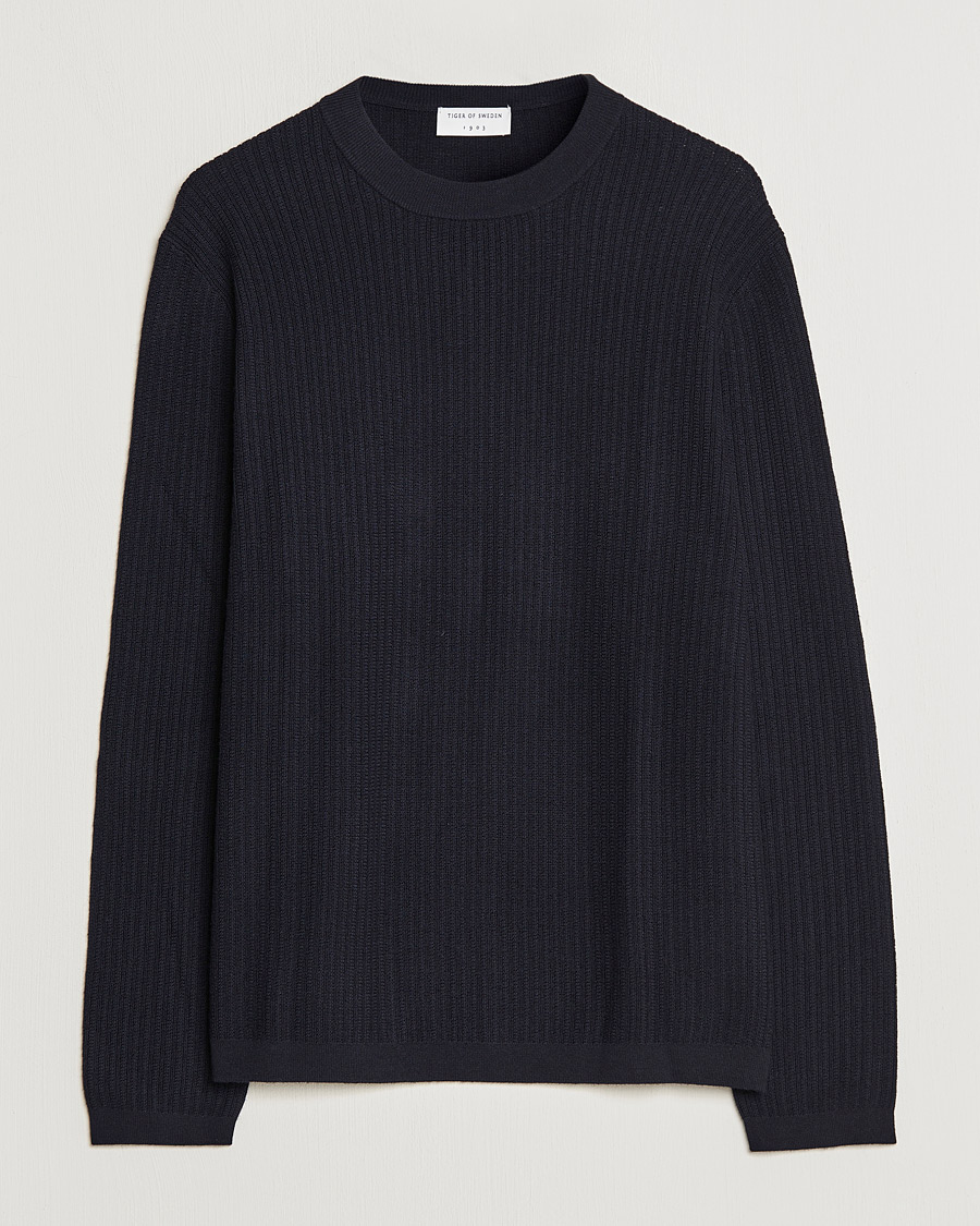 Herr | Tröjor | Tiger of Sweden | Elssler Wool Sweater Navy
