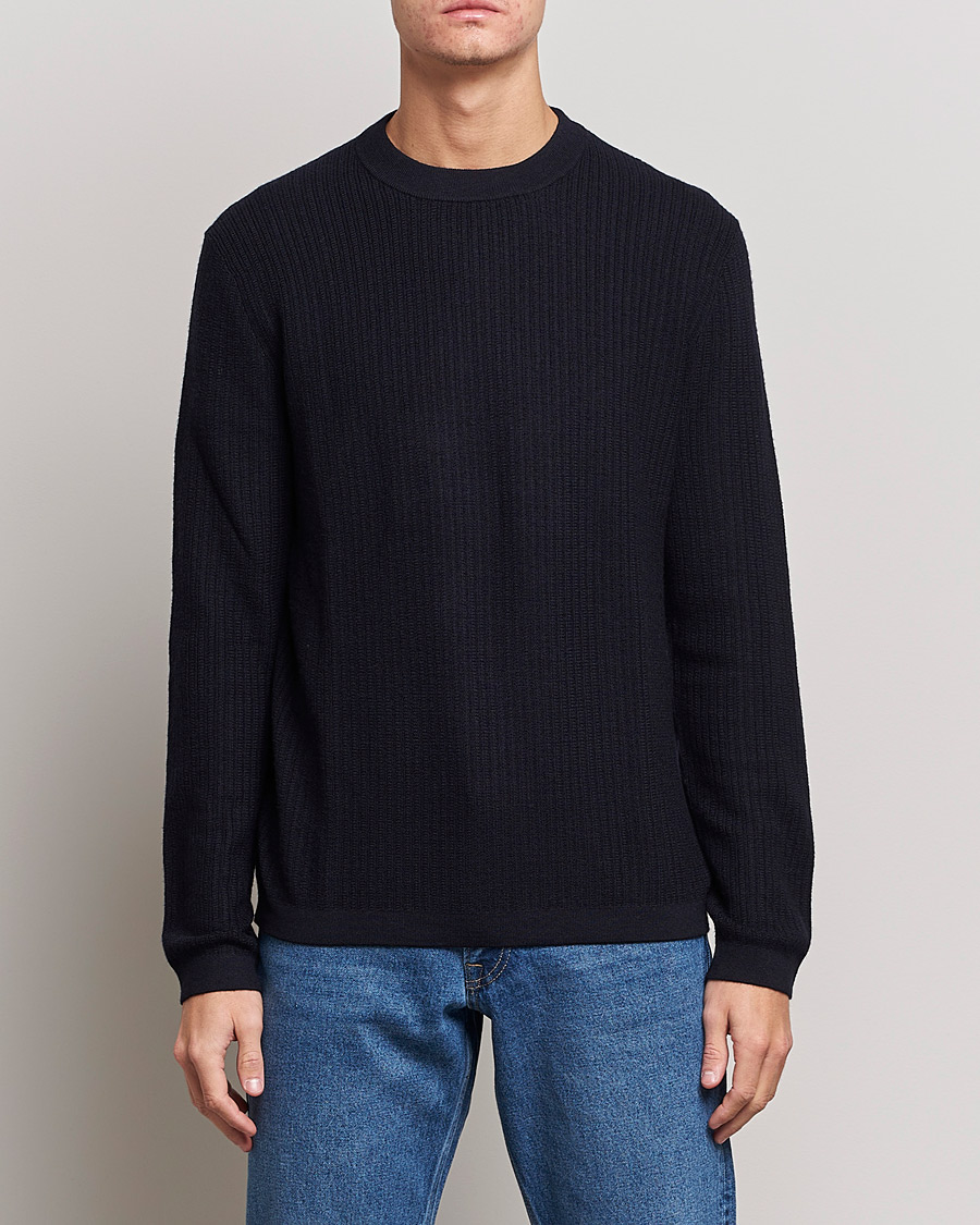 Herr | Tröjor | Tiger of Sweden | Elssler Wool Sweater Navy