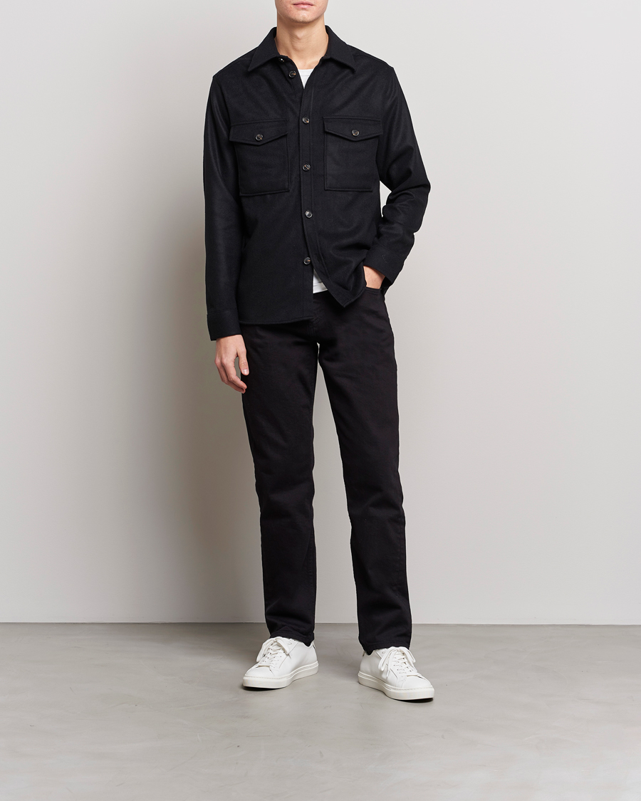 Herr | Skjortor | J.Lindeberg | Silas Regular Wool Mix Overshirt Black