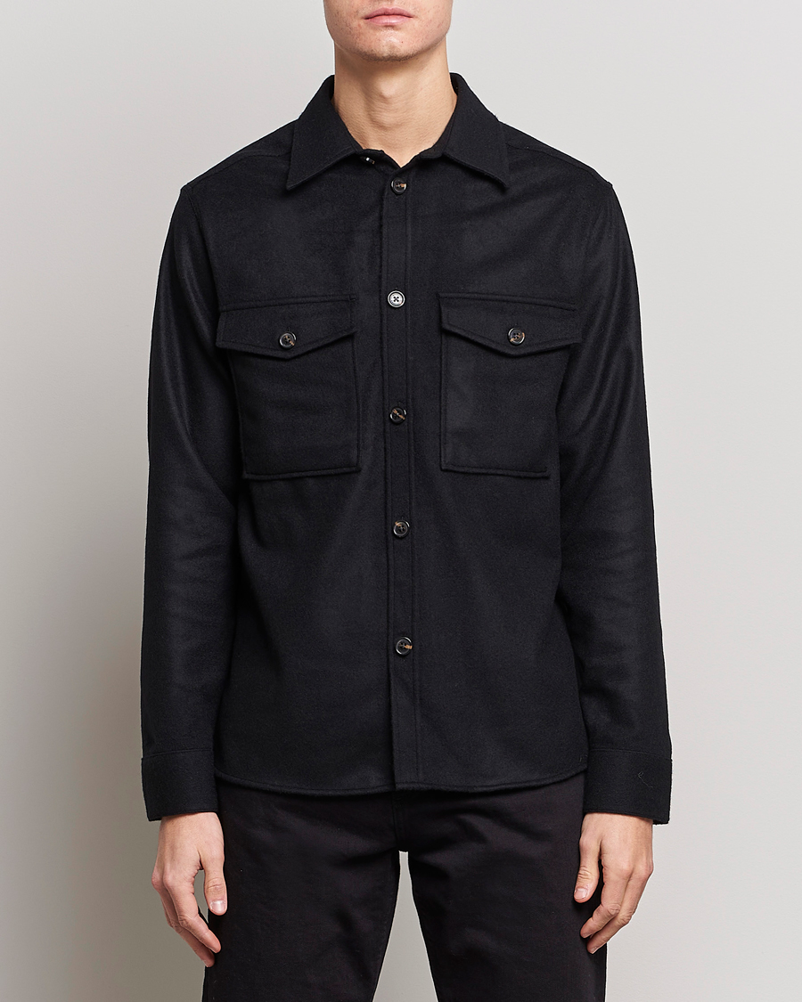 Herr | Skjortor | J.Lindeberg | Silas Regular Wool Mix Overshirt Black