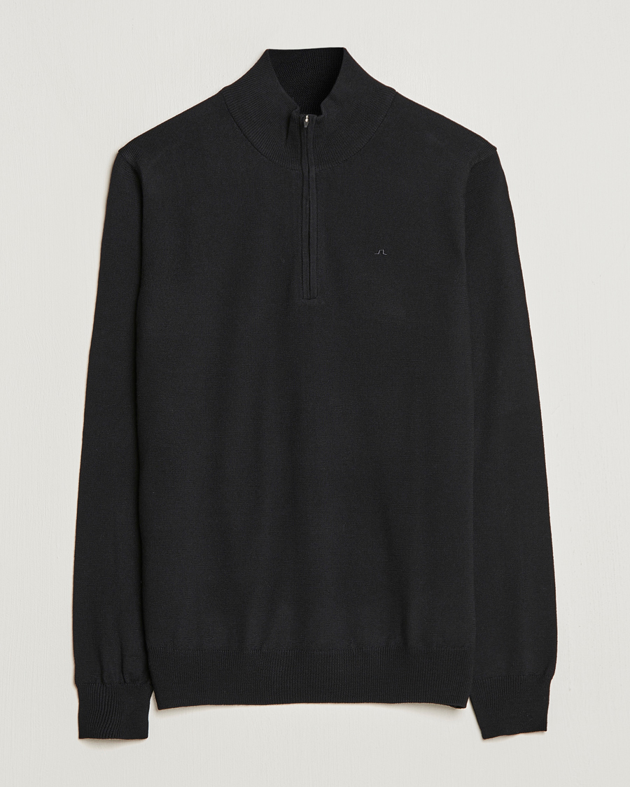 Herr | Tröjor | J.Lindeberg | Kian Quarter Zip Merino Sweater Black
