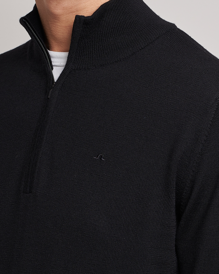 Herr | Tröjor | J.Lindeberg | Kian Quarter Zip Merino Sweater Black