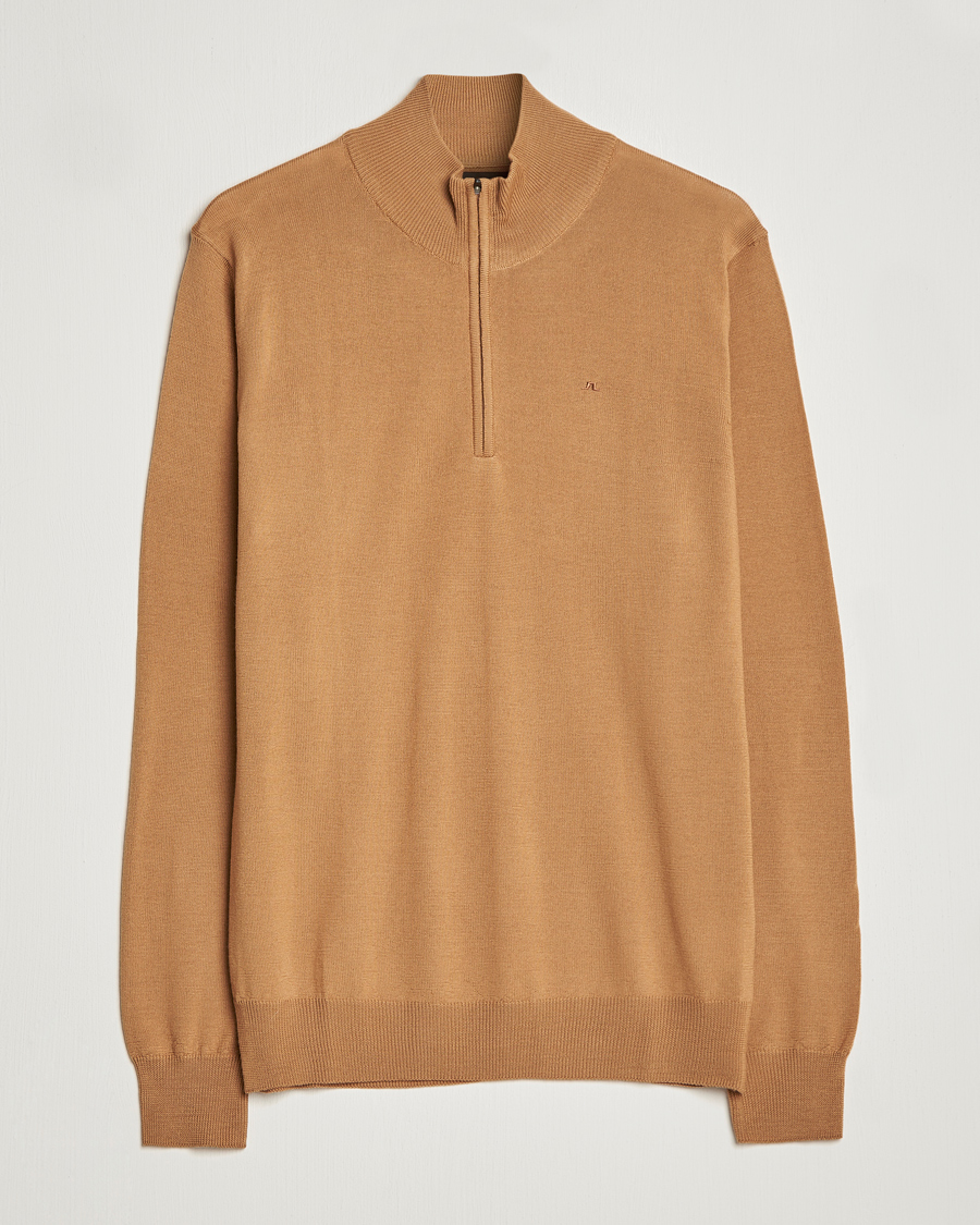 Herr | Tröjor | J.Lindeberg | Kian Quarter Zip Merino Sweater Chipmunk