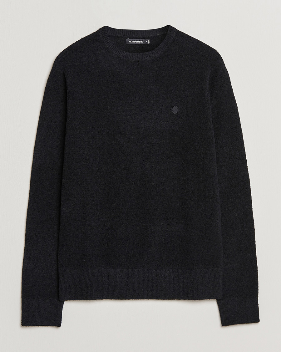 Herr | Tröjor | J.Lindeberg | Yuri Merino Logo Crew Neck Sweater Black
