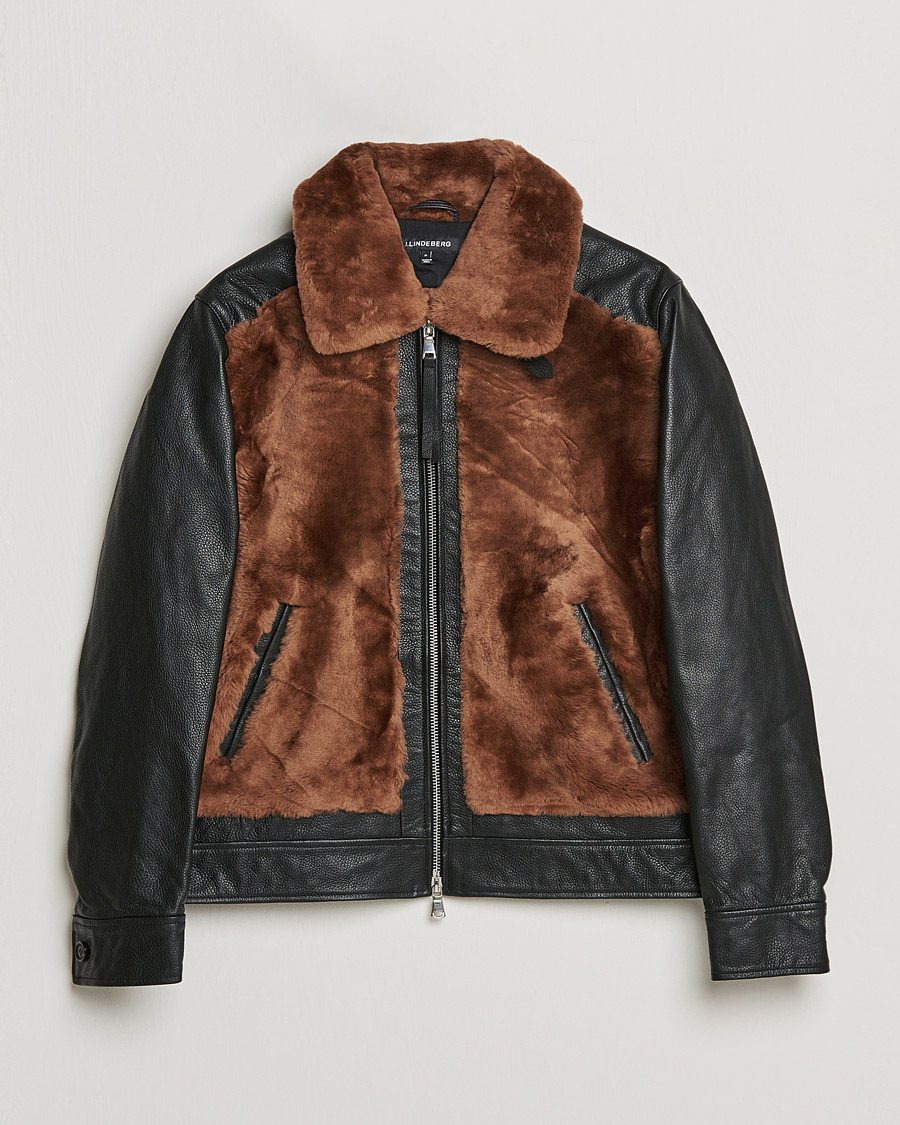 Herr | Jackor | J.Lindeberg | Grizzly Sheepskin Leather Jacket Chipmunk