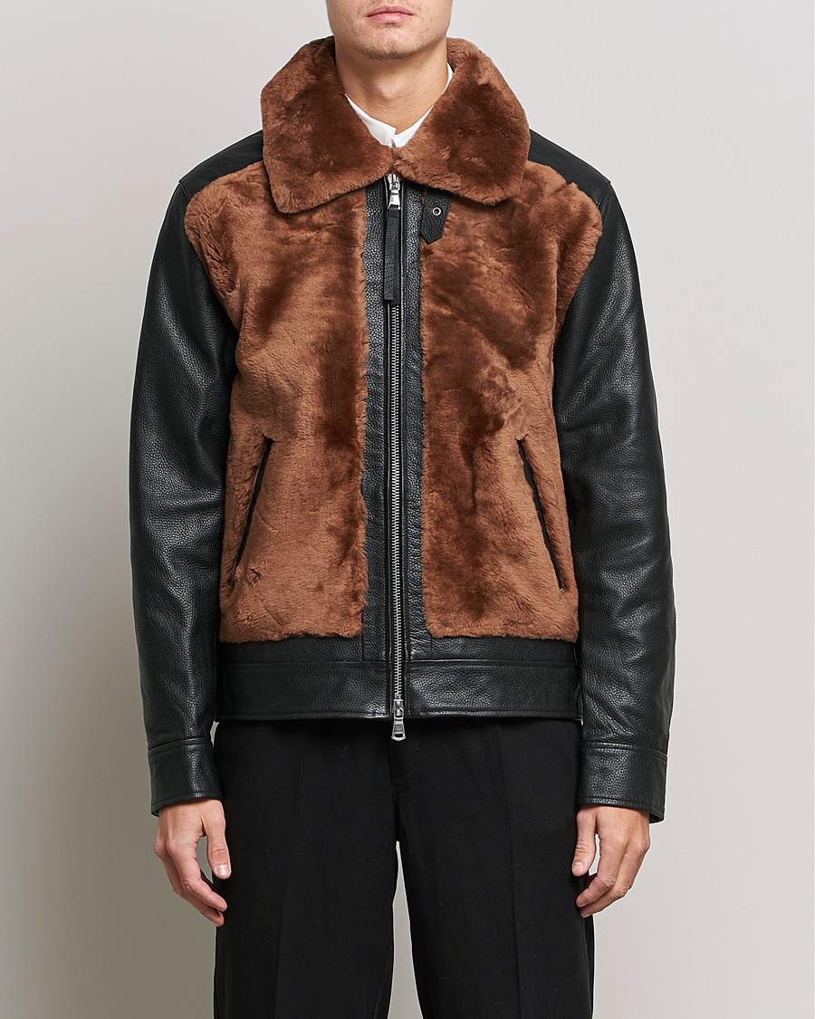 Herr | J.Lindeberg | J.Lindeberg | Grizzly Sheepskin Leather Jacket Chipmunk
