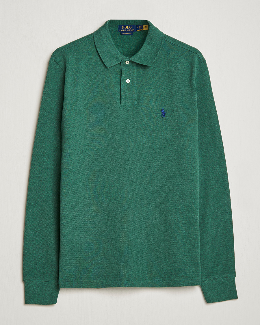 Herr | Tröjor | Polo Ralph Lauren | Custom Slim Fit Long Sleeve Polo Verano Green Heather