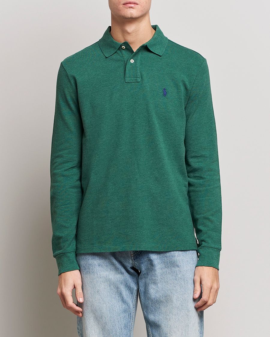 Herr | Tröjor | Polo Ralph Lauren | Custom Slim Fit Long Sleeve Polo Verano Green Heather