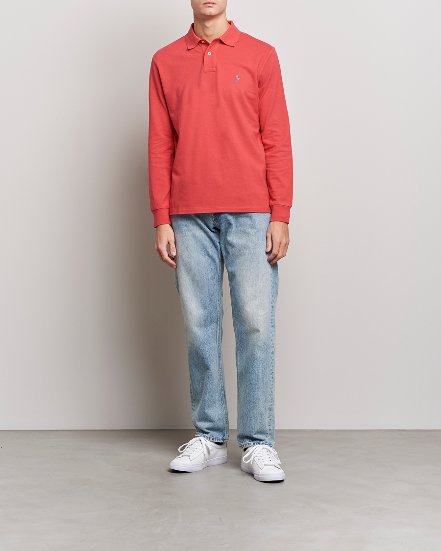 Herr | Tröjor | Polo Ralph Lauren | Custom Slim Fit Long Sleeve Polo Starboard Red