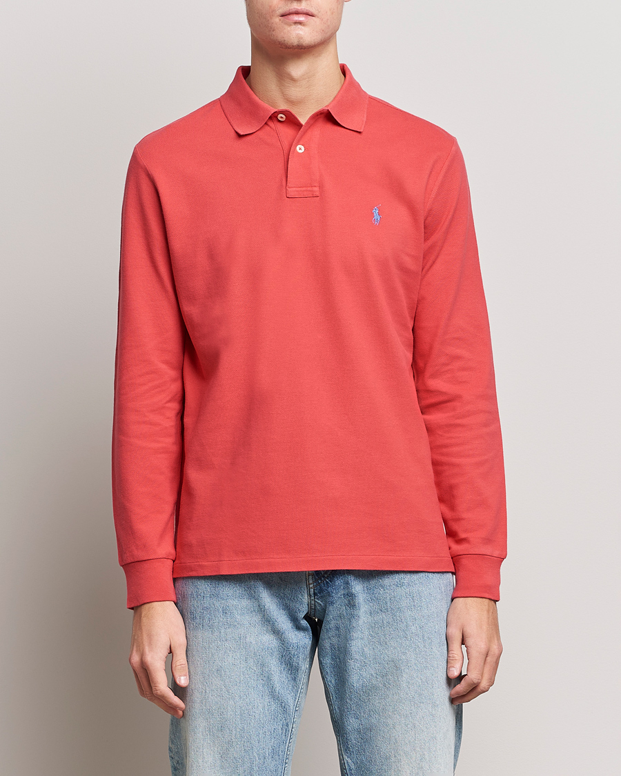 Herr | Långärmade pikéer | Polo Ralph Lauren | Custom Slim Fit Long Sleeve Polo Starboard Red