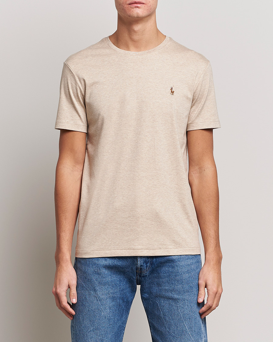Herr | T-Shirts | Polo Ralph Lauren | Luxury Pima Cotton Crew Neck T-Shirt Sand Heather