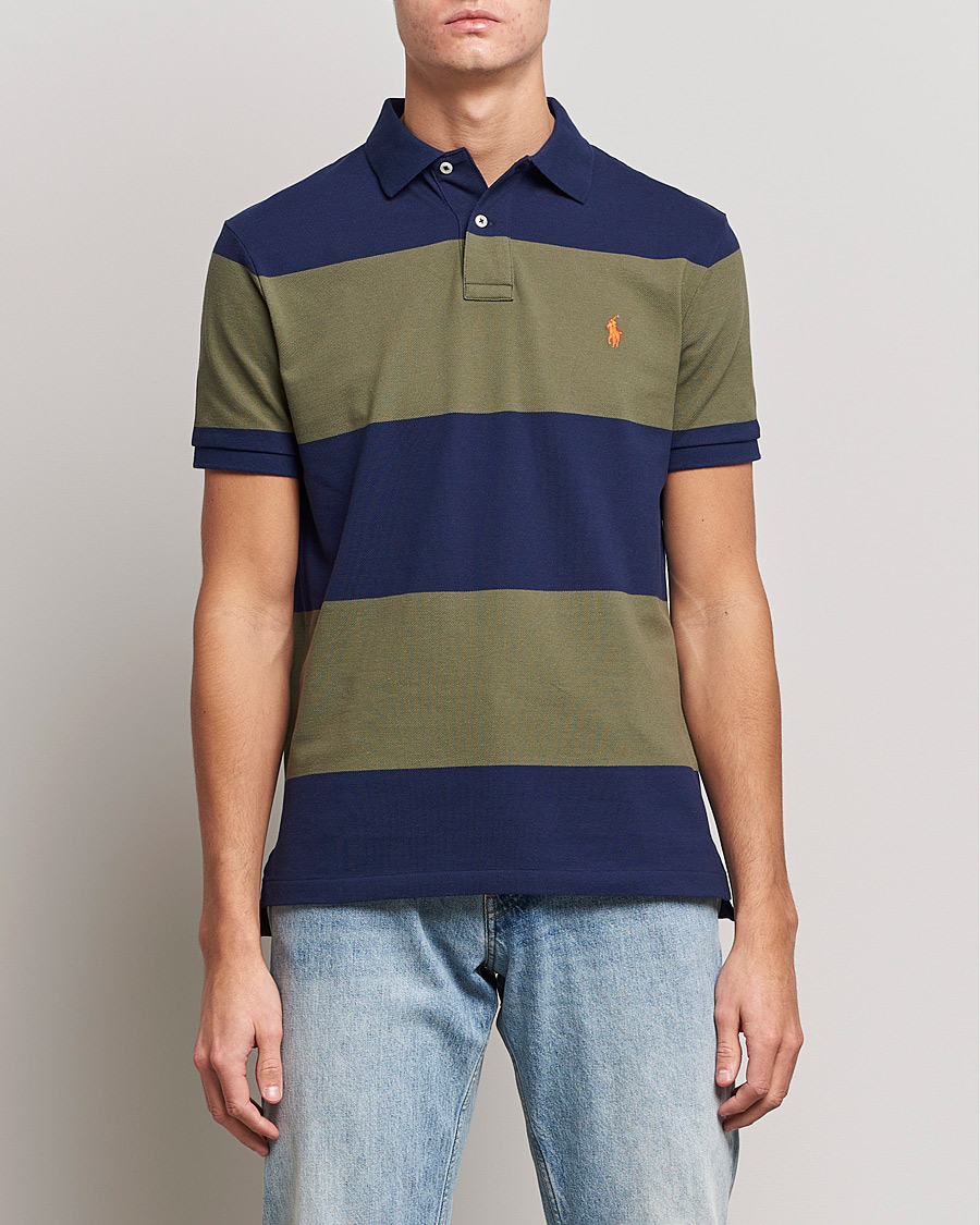 Herr |  | Polo Ralph Lauren | Custom Slim Fit Barstriped Polo Navy/Dark Sage