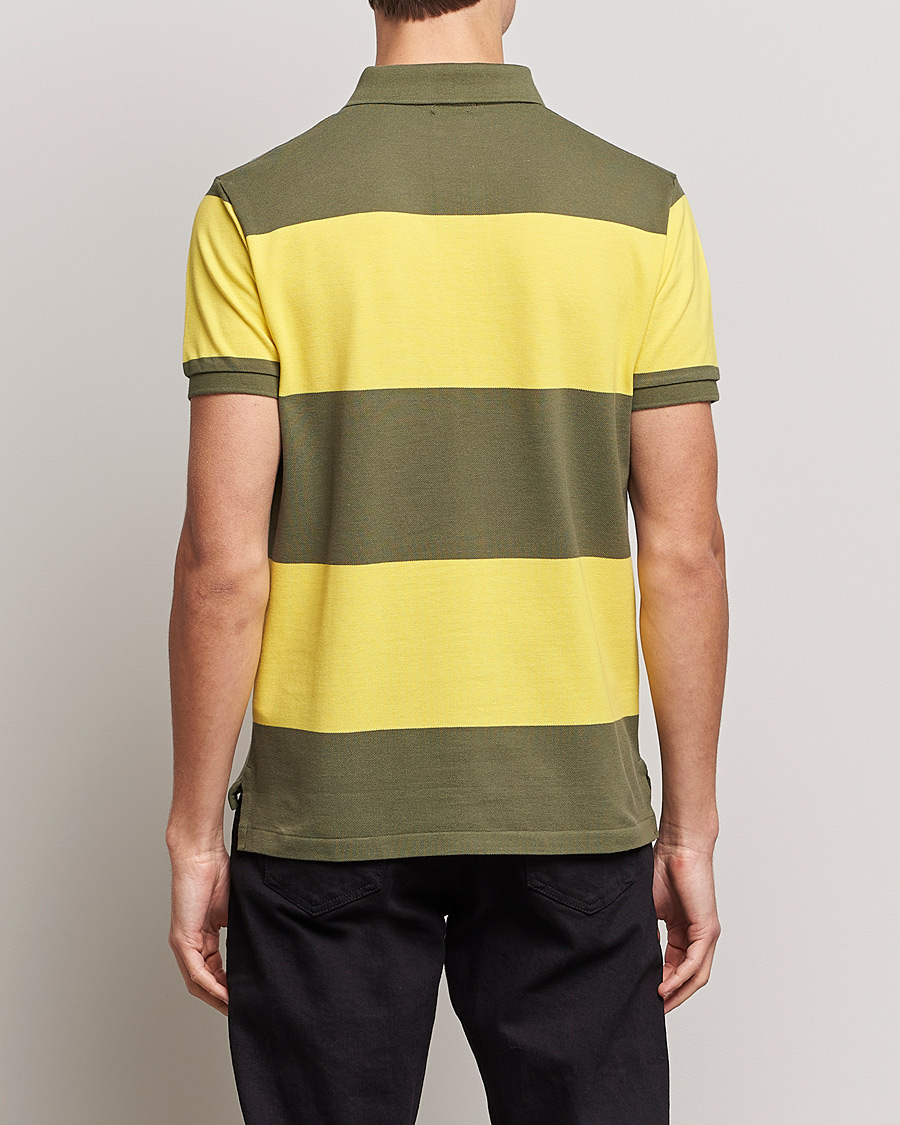 Herr | Pikéer | Polo Ralph Lauren | Custom Slim Fit Barstriped Polo Lemon/Dark Sage