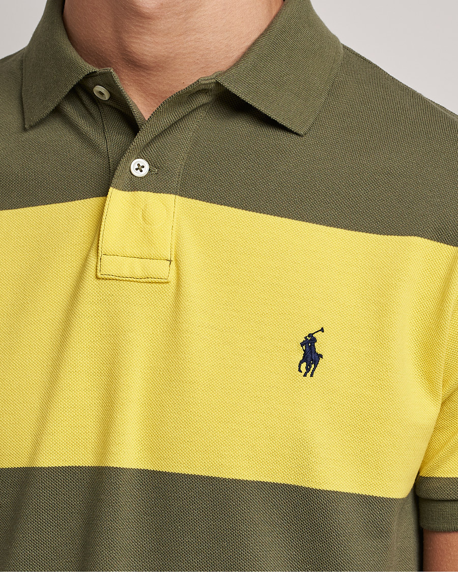 Herr | Pikéer | Polo Ralph Lauren | Custom Slim Fit Barstriped Polo Lemon/Dark Sage