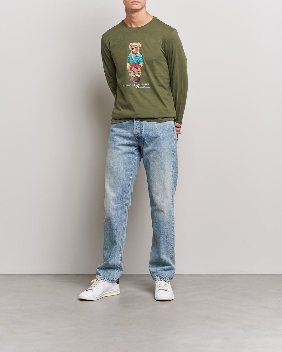 Herr | T-Shirts | Polo Ralph Lauren | Printed Bear Crew Neck Long Sleeve T-Shirt Dark Sage