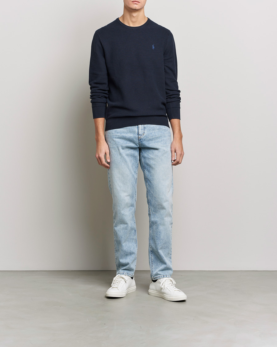 Herr | Tröjor | Polo Ralph Lauren | Textured Crew Neck Sweater Navy Heather