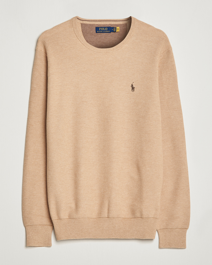 Herr | Tröjor | Polo Ralph Lauren | Textured Knitted Crew Neck Camel Melange