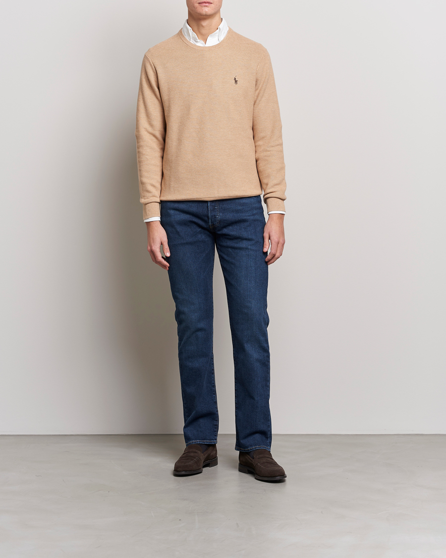 Herr | Tröjor | Polo Ralph Lauren | Textured Knitted Crew Neck Camel Melange