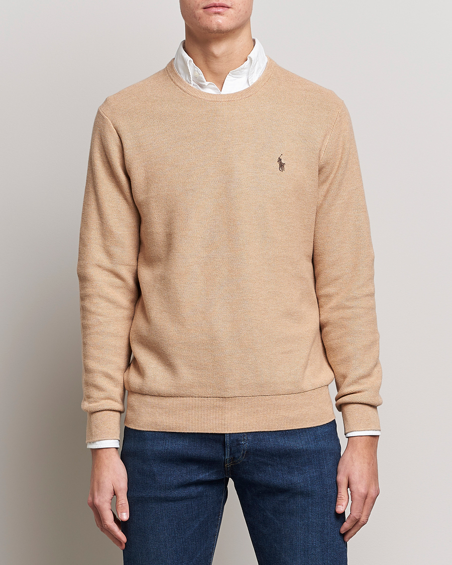 Herr | Tröjor | Polo Ralph Lauren | Textured Knitted Crew Neck Camel Melange