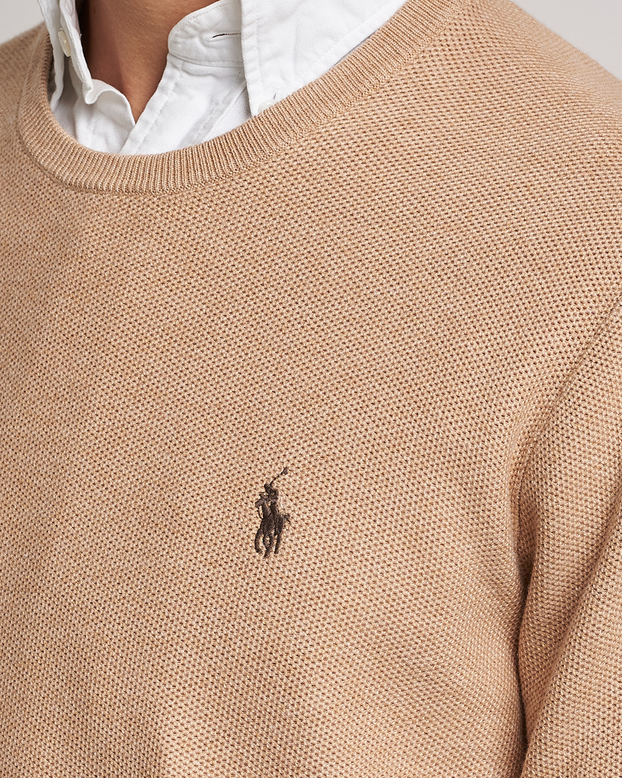 Herr | Tröjor | Polo Ralph Lauren | Textured Knitted Crew Neck Camel Melange