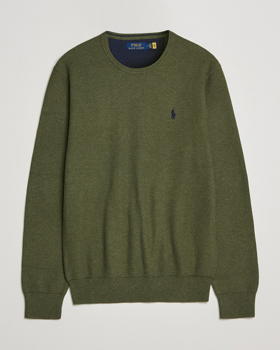 Herr | Tröjor | Polo Ralph Lauren | Textured Knitted Crew Neck Olive Heather