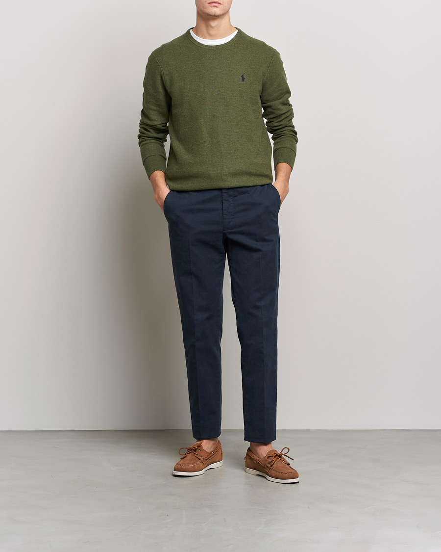 Herr | Tröjor | Polo Ralph Lauren | Textured Knitted Crew Neck Olive Heather