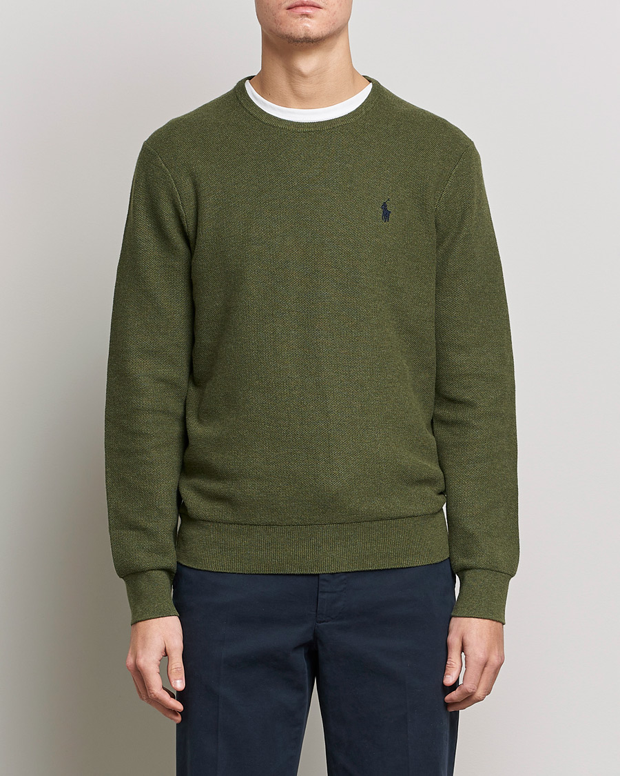 Herr | Tröjor | Polo Ralph Lauren | Textured Knitted Crew Neck Olive Heather