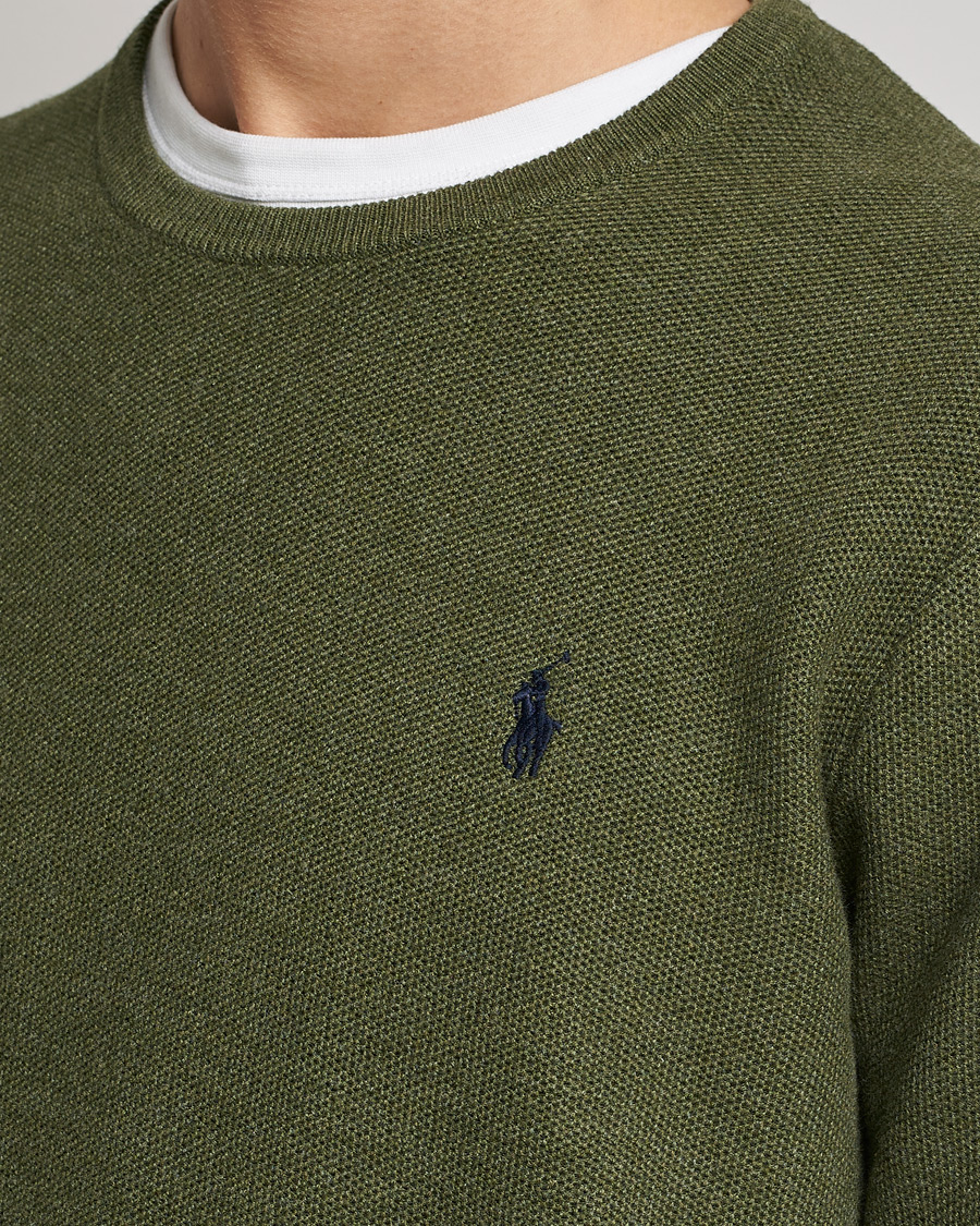Herr | Tröjor | Polo Ralph Lauren | Textured Knitted Crew Neck Olive Heather