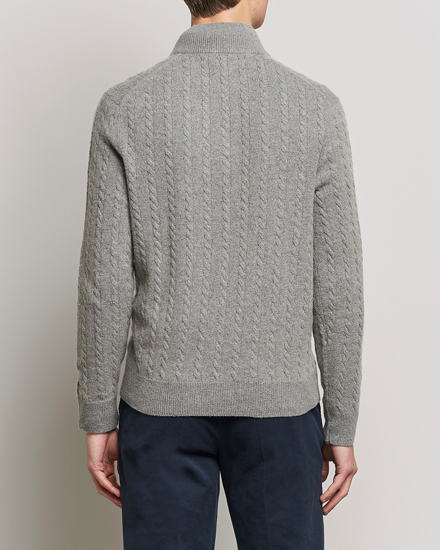 Herr | Tröjor | Polo Ralph Lauren | Cotton/Wool Cable Half-Zip Fawn Grey Heather