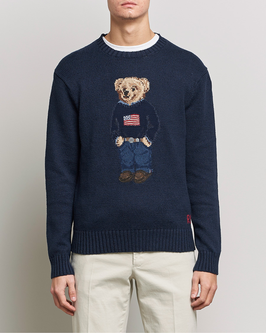 Herr | Tröjor | Polo Ralph Lauren | Flag Bear Knitted Sweater Navy