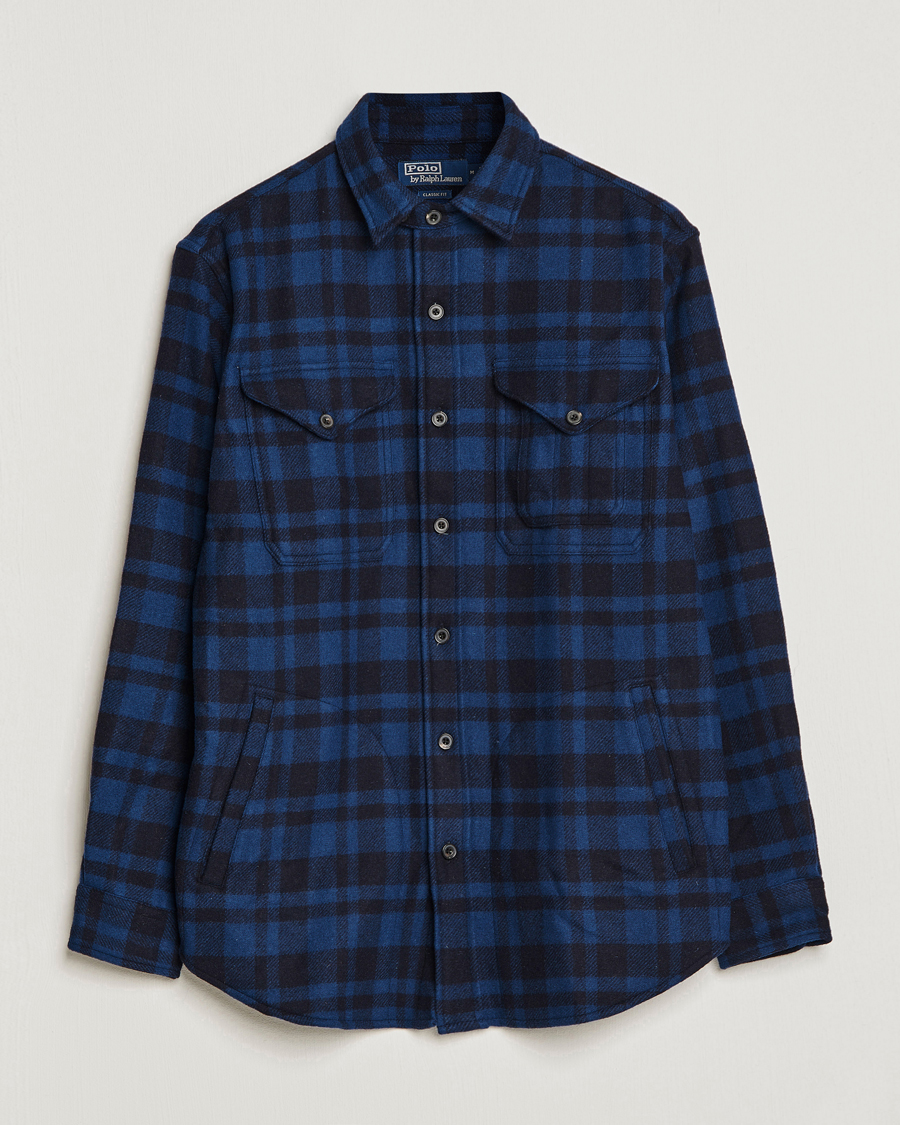Herr | Skjortor | Polo Ralph Lauren | Wool Blend Checked Overshirt Blue/Navy
