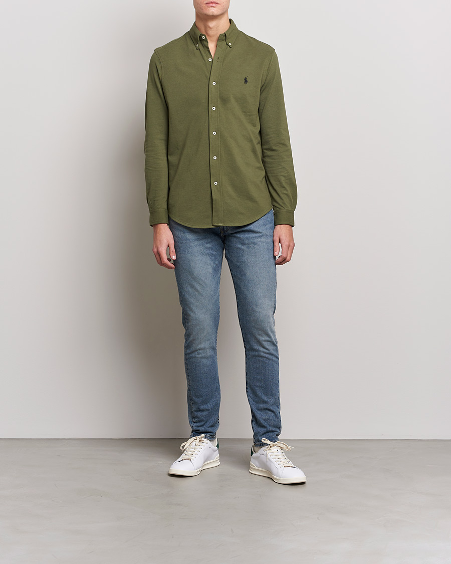 Herr | Skjortor | Polo Ralph Lauren | Slim Fit Featherweight Mesh Shirt Dark Sage