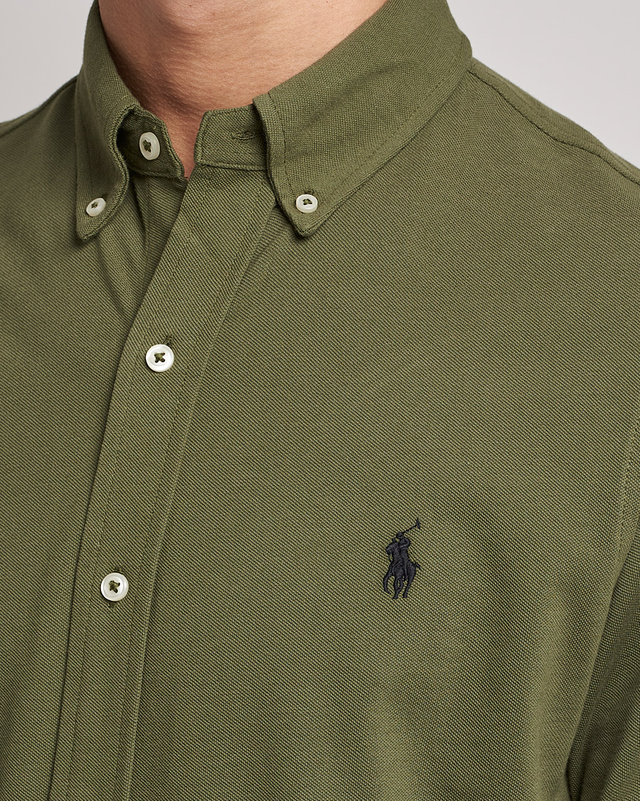 Herr | Skjortor | Polo Ralph Lauren | Slim Fit Featherweight Mesh Shirt Dark Sage