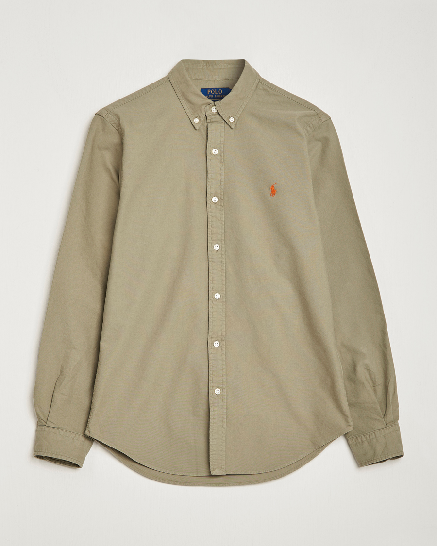 Herr |  | Polo Ralph Lauren | Slim Fit Garment Dyed Oxford Shirt Sage Green