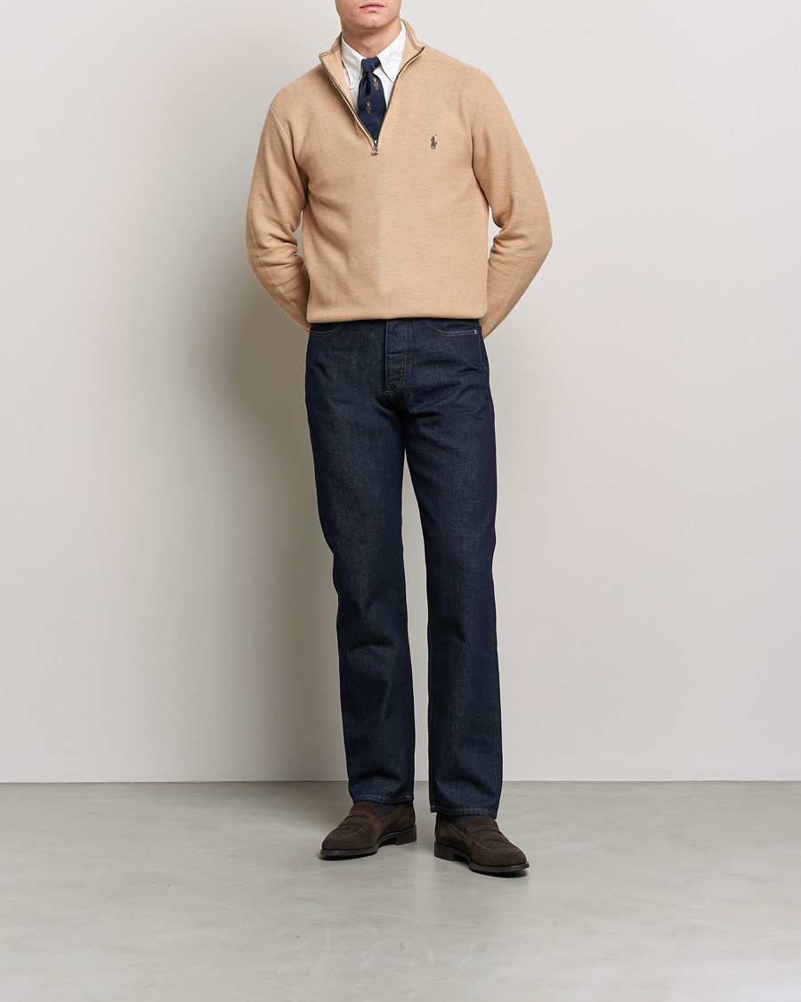 Herr | Tröjor | Polo Ralph Lauren | Cotton Half Zip Camel Melange