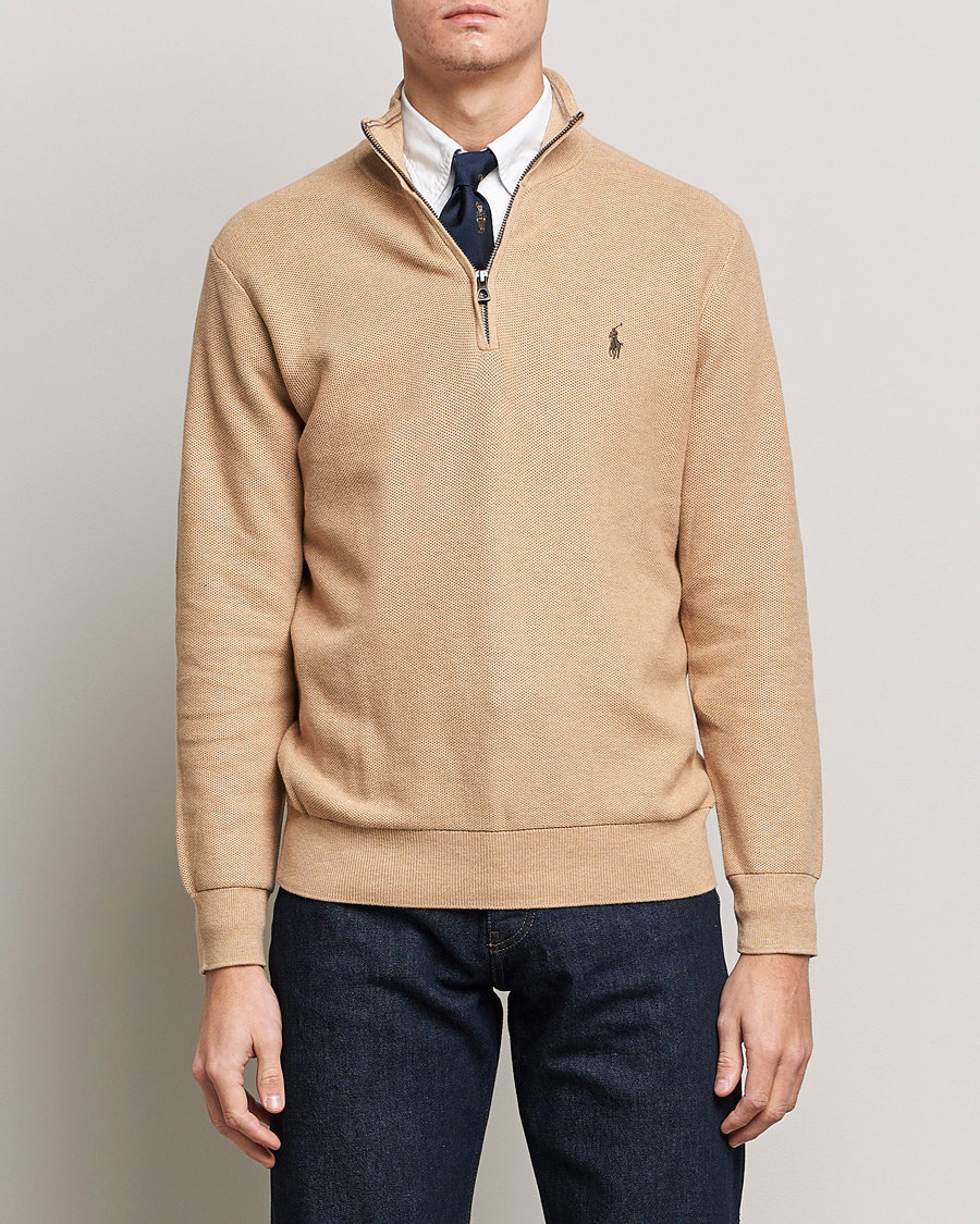 Herr | Tröjor | Polo Ralph Lauren | Cotton Half Zip Camel Melange