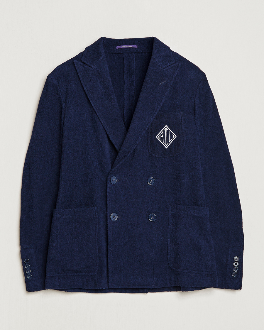 Herr | Kavajer | Ralph Lauren Purple Label | Knitted Terry Cloth Blazer Navy