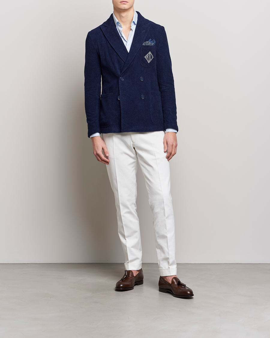 Herr | Kavajer | Ralph Lauren Purple Label | Knitted Terry Cloth Blazer Navy