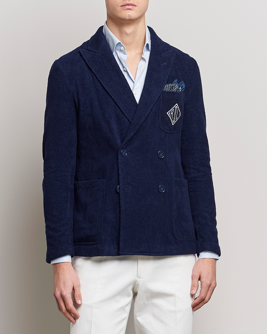 Herr | Kavajer | Ralph Lauren Purple Label | Knitted Terry Cloth Blazer Navy