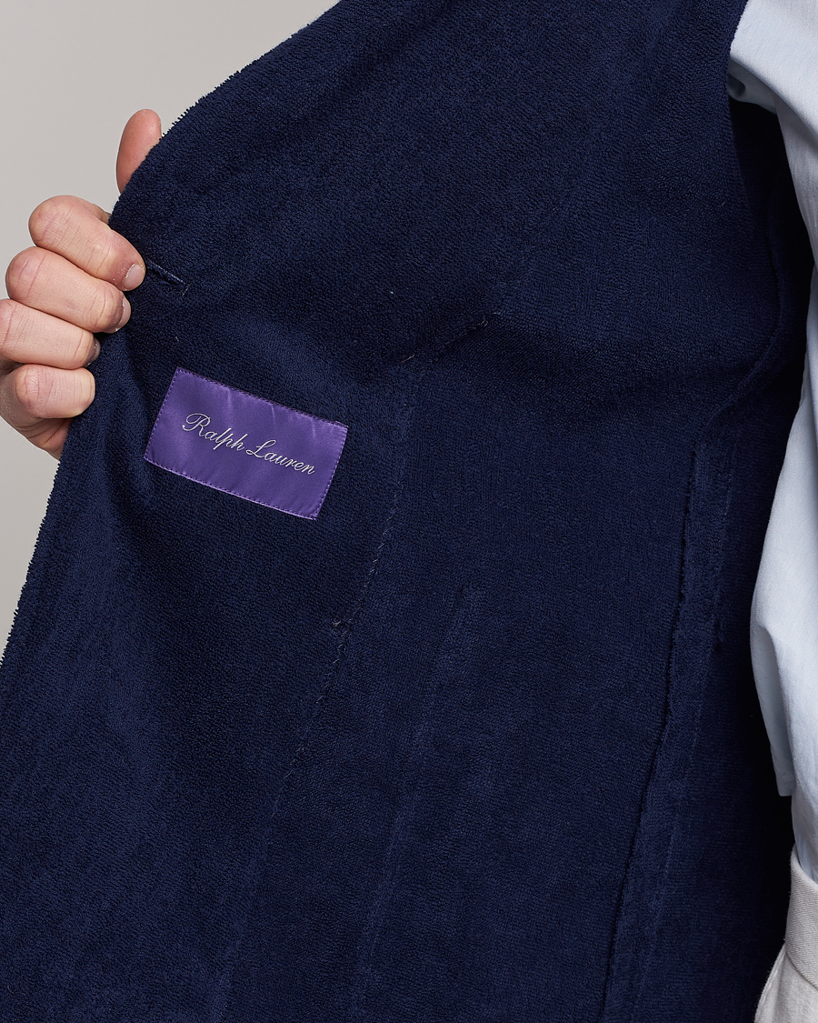 Herr | Kavajer | Ralph Lauren Purple Label | Knitted Terry Cloth Blazer Navy
