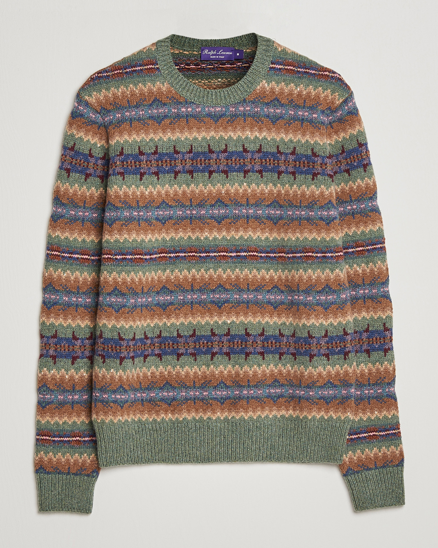 Herr | Tröjor | Ralph Lauren Purple Label | Fairisle Jacquard Sweater Tan Multi